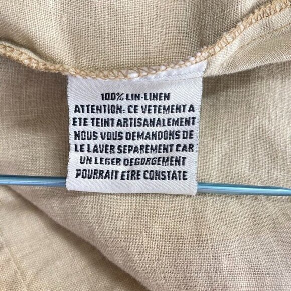 Rivieres de Lune 3/4 Sleeve Open Cuff 100% Linen Midi Dress Light Beige - Picture 9 of 10